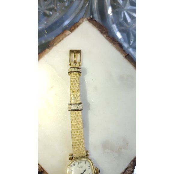 Pedre Wristwatch Leather Strap Gold-Tone Details Manual Wind Timepiece - Picture 11 of 11